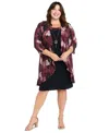 R & M Richards Plus Size Neck-sheath Dress & Chiffon Jacket In Multi