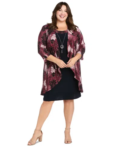 R & M Richards Plus Size Neck-sheath Dress & Chiffon Jacket