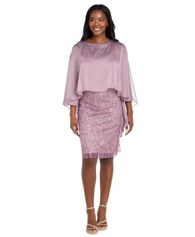 R & M Richards Plus Size Novelty Glitter Short Dress In Purple