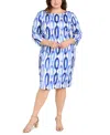 R & M Richards Plus Size Printed Sheath Dress In Blue White