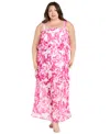 R & M Richards Plus Size Printed Sleeveless Maxi Dress