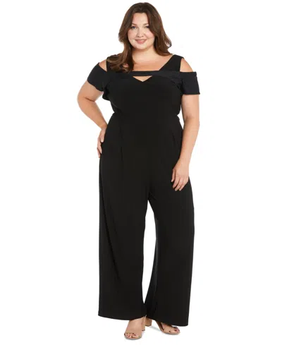 R & M RICHARDS PLUS SIZE RHINESTONE-OVERLAY JUMPSUIT