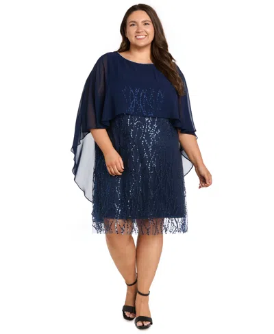 R & M Richards Plus Size Scoop Neck Beaded Sheath Dress In Blue
