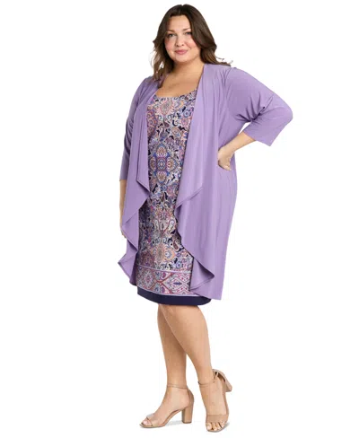 R & M Richards Plus Size Scoop-neck Dress & Jacket In Lavender