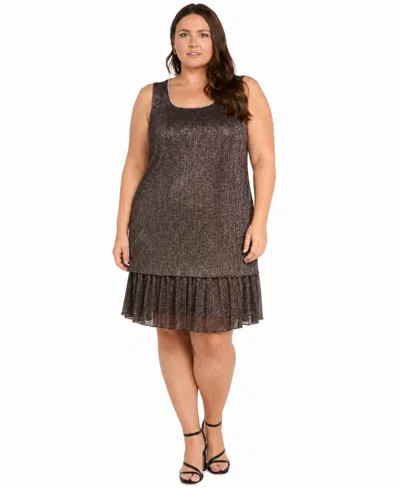 R & M Richards Plus Size Scoop Neck Dress & Open Front Jacket, 2-piece Set In Brown