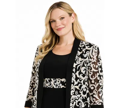 R & M Richards Plus Size Scoop Neck Jacket Dress In Black