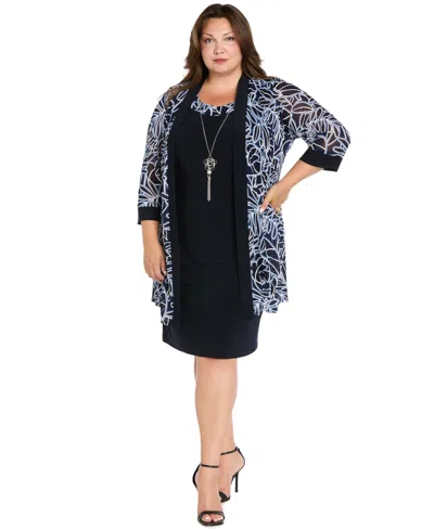 R & M Richards Plus Size Scoop Neck Jacket Dress In Multi