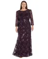 R & M RICHARDS PLUS SIZE SEQUINED EMBROIDERED GOWN