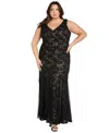 R & M Richards Plus Size Sequined Lace Gown
