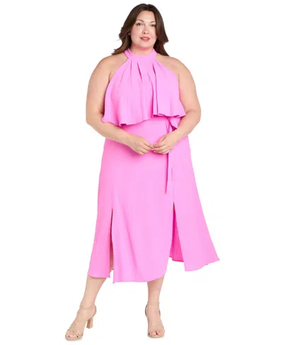 R & M Richards Plus Size Solid-color Halter Dress