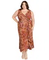 R & M Richards Plus Size V-neck Sleeveless Maxi Dress In Brown