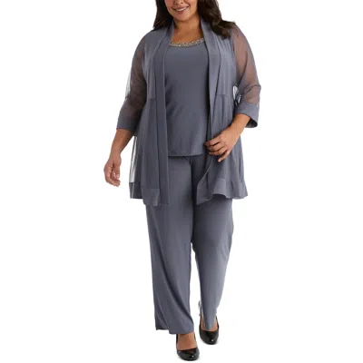 R & M Richards Plus Womens 2pc Jacket Pant Suit In Pink