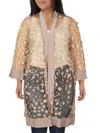 R & M Richards Plus Womens Applique Cardigan Open-front Blazer In Beige