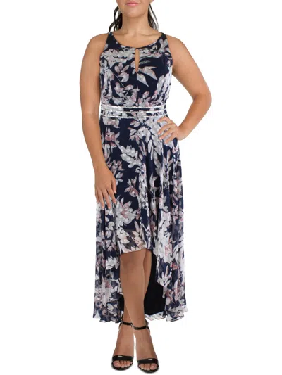 R & M Richards Plus Womens Chiffon Embellished Maxi Dress In Multi