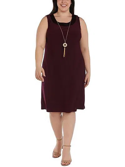 R & M Richards Plus Womens Contrast Trim Polyester Sheath Dress In Multi