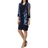 R & M Richards Plus Womens Embroidered Mesh Two Piece Dress