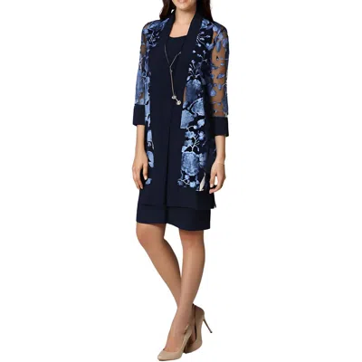 R & M Richards Plus Womens Embroidered Mesh Two Piece Dress