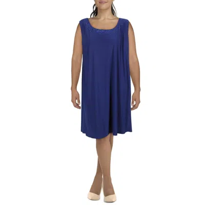 R & M Richards Plus Womens Glitter Sleeveless Cocktail And Party Dress In Blue