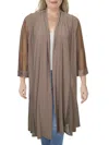 R & M Richards Plus Womens Godet Office Duster Top In Grey