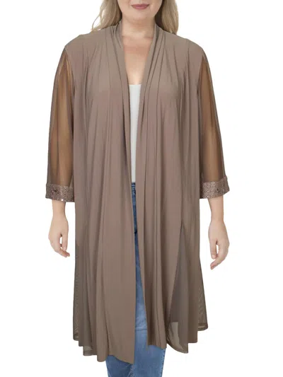 R & M Richards Plus Womens Godet Office Duster Top In Grey