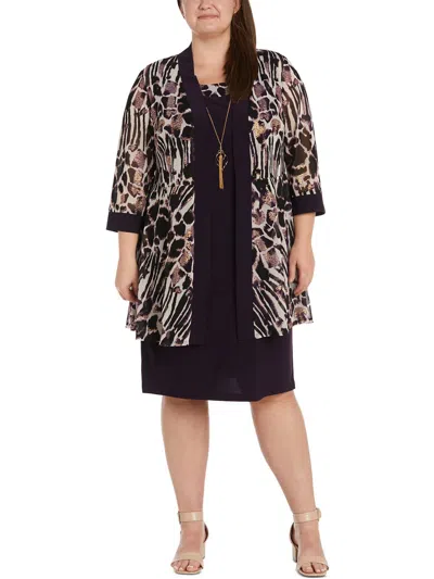 R & M Richards Plus Womens Jacket Polyester Two Piece Dress In Black