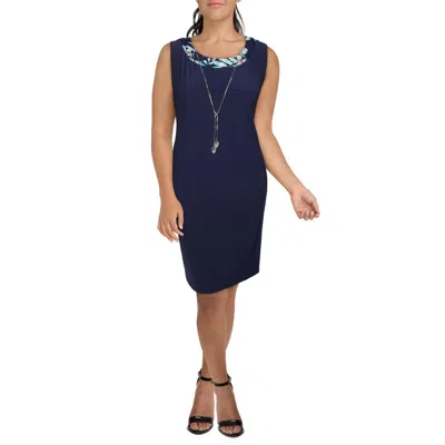 R & M Richards Plus Womens Knit Sleeveless Shift Dress In Blue