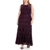 R & M Richards Plus Size Sequin Lace Gown In Red