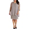 R & M RICHARDS PLUS WOMENS MESH GLITTER DUSTER BLAZER