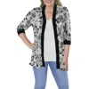 R & M Richards Plus Womens Mesh Printed Duster Blazer In Blue