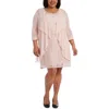 R & M Richards Plus Womens Mesh Sheer Topper Jacket In Gold