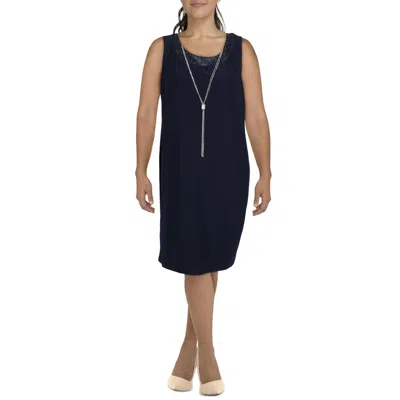 R & M Richards Plus Womens Metallic Knee-length Shift Dress In Blue