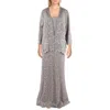 R & M Richards Plus Womens Metallic Lace Two Piece Dress