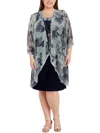 R & M Richards Plus Womens Metallic Trim Knee-length Shift Dress In Multi
