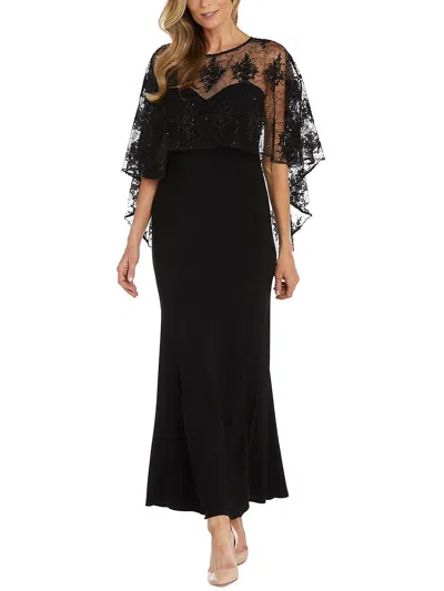 R & M Richards 1560 Long Formal Mother Of The Bride Capelet Dress In Animal Print