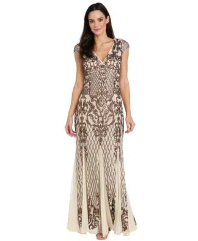 R & M Richards R M Richards Womens Sequin V Neck Ball Gown In Gold