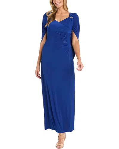 R & M Richards Rm Richards Drape Back Sweetheart Gown In Blue