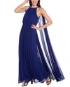 R & M Richards Rhinestone Capelet Long Evening Dress In Electric Blue In Blue