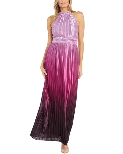 R & M Richards Rm Richards Halter Pleated Charmeuse Maxi Dress
