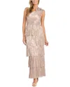 R & M Richards Rm Richards Pleated Metallic Gown