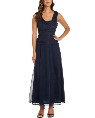 R & M Richards Rm Richards Ruched Side Panel Dress In Blue