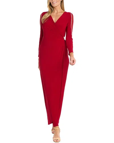 R & M Richards Rm Richards Sheer Insert Sleeve Detail Wrap Dress