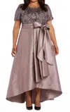 R & M Richards Sequin Bow-front Dress - Plus In Plum In Pink