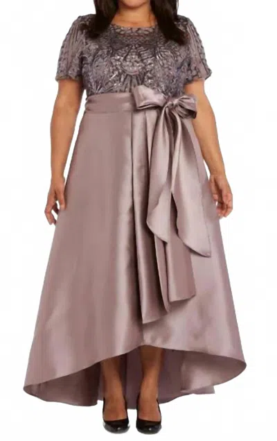 R & M Richards Sequin Bow-front Dress - Plus In Plum In Pink