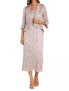 R & M Richards Sequin Lace Two-piece Jacket Dress In Blush In Gold