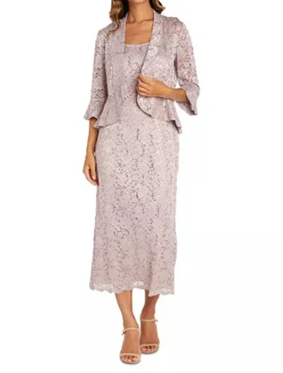 R & M Richards Sequin Lace Two-piece Jacket Dress In Blush In Gold