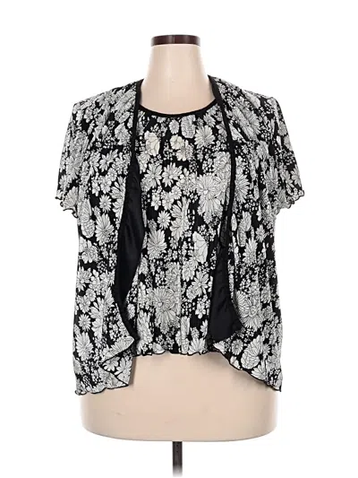 Pre-owned R & M Richards Short Sleeve Blouse In Black