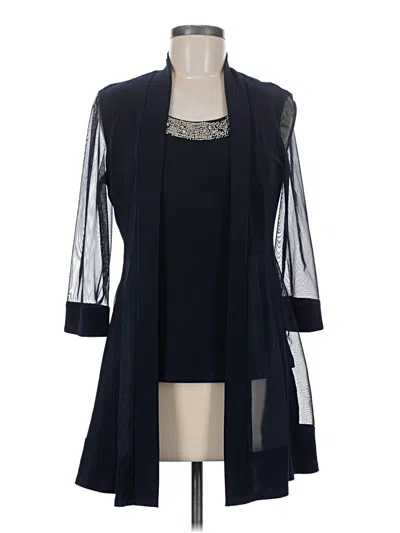 Pre-owned R & M Richards Short Sleeve Blouse In Black
