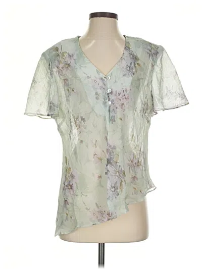 Pre-owned R & M Richards Short Sleeve Blouse In Green