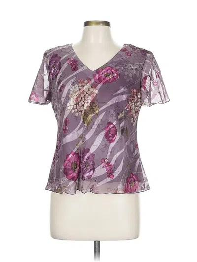 Pre-owned R & M Richards Short Sleeve Blouse In Purple