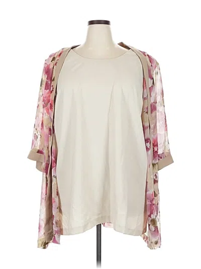 Pre-owned R & M Richards Short Sleeve Blouse In White